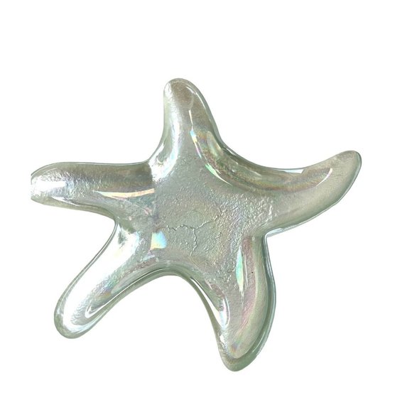 StarFish Trinket Dish Art Glass  Dish Plate Treasure Keeper Decor Ocean Seashell - Picture 4 of 9